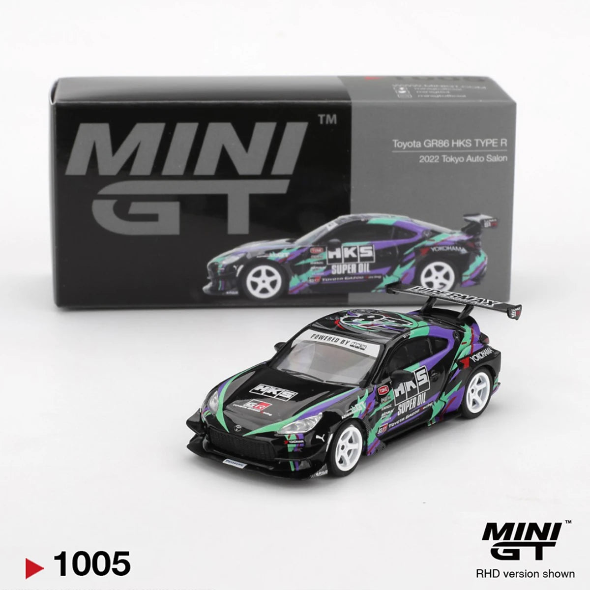 Toyota GR 86 HKS Type R 2022 Tokyo Auto Salon MINI GT 1:64 Scale Diecast Model Car
