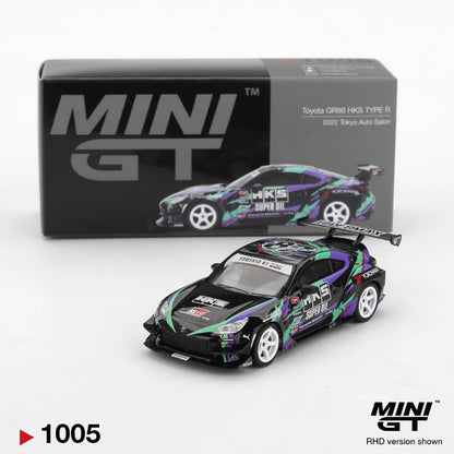 Toyota GR 86 HKS Type R 2022 Tokyo Auto Salon MINI GT 1:64 Scale Diecast Model Car