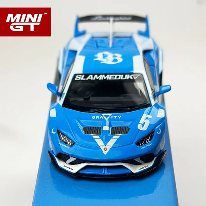 MINI GT 1 64 Lbwk Lamborghini Huracan Gt Gravity Blue and 1:64 Diecast