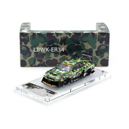 Sw 1 64 Lbwk GT-R Er34 Silhouette Camouflage Opened Hood 1:64 Diecast