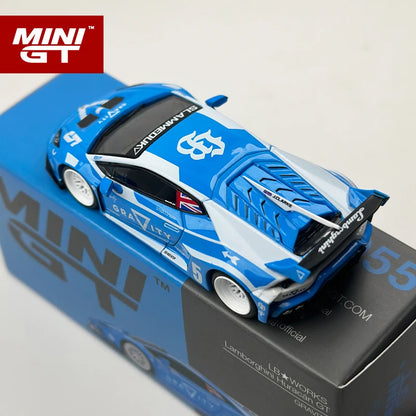 MINI GT 1 64 Lbwk Lamborghini Huracan Gt Gravity Blue and 1:64 Diecast
