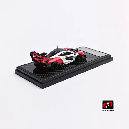 McLaren Senna GT-R White Red LCD modelbil 1:64