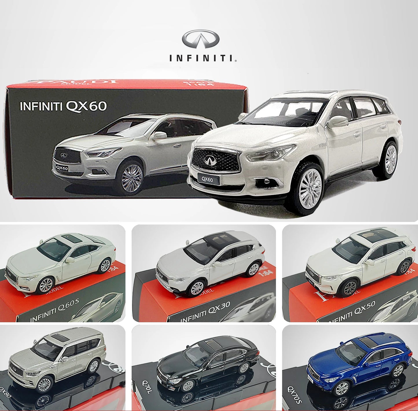Premium Q70 QX60 QX70 QX80 QX30 1:64 Scale Diecast Model Car - Metal Toy Cars