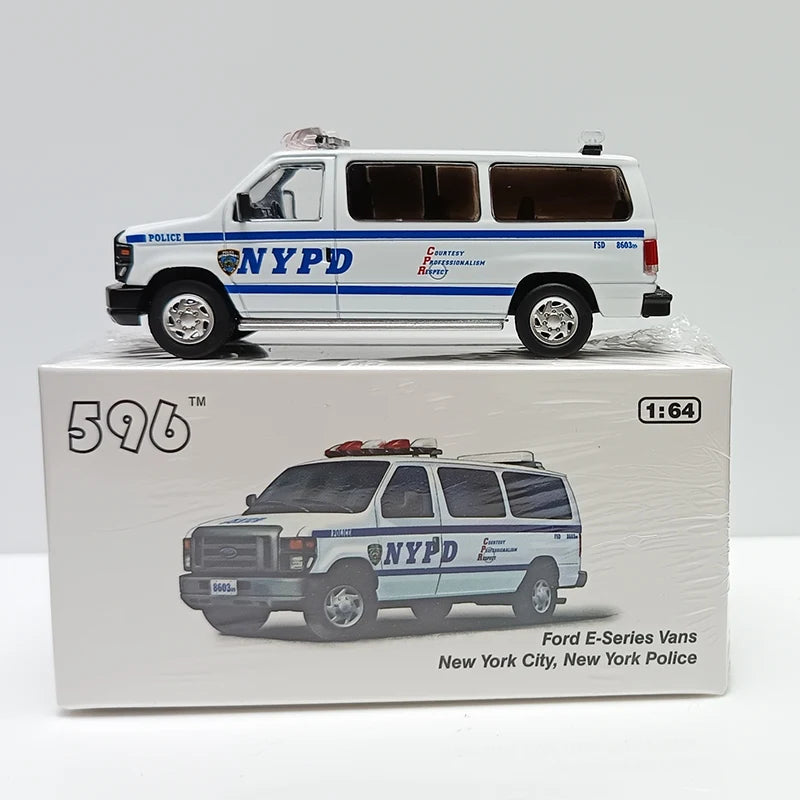 Premium 596 E350 Van NYPD 1:64 Scale Diecast Model Car - Image 11