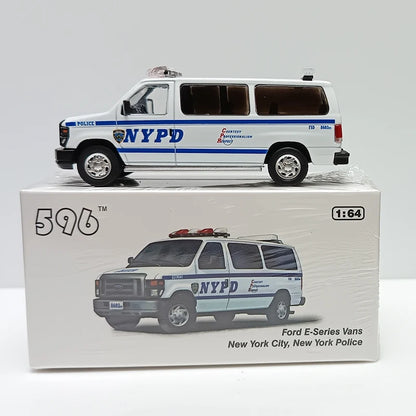 Premium 596 E350 Van NYPD 1:64 Scale Diecast Model Car - Image 11