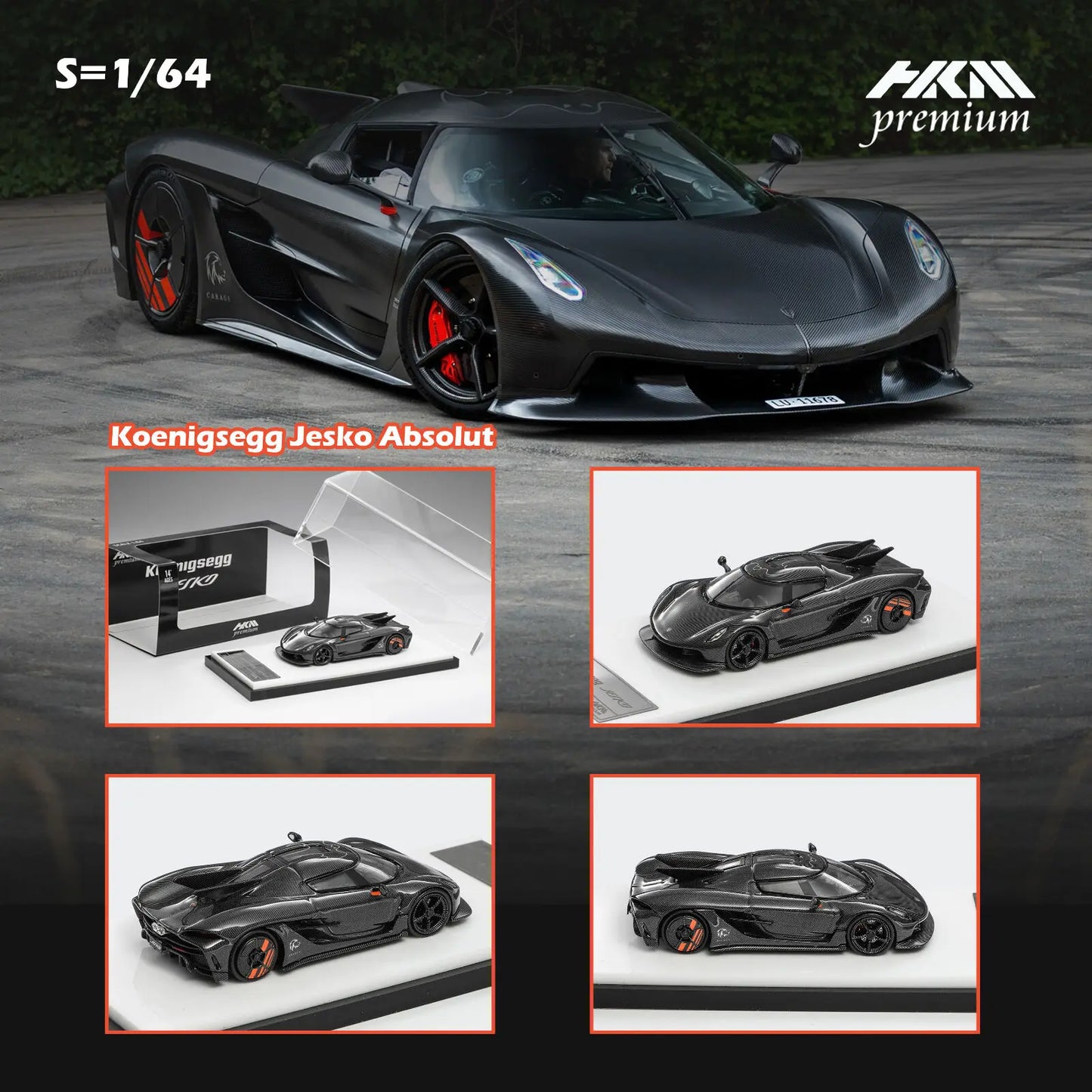 Koenigsegg Jesko Absolut Full Carbon HKM 1:64 Diecast