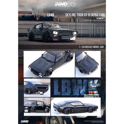 Nissan GT-R INNO Skyline 2000 KPGC110 KENMERI 1:64 Scale Diecast Model Car - Side View
