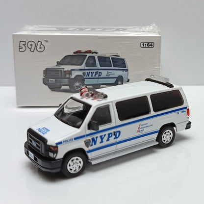 Premium 596 E350 Van NYPD 1:64 Scale Diecast Model Car - Image 22