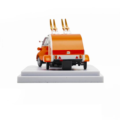 Isetta with Ski Trailer Orange 1 64 1:64 Diecast