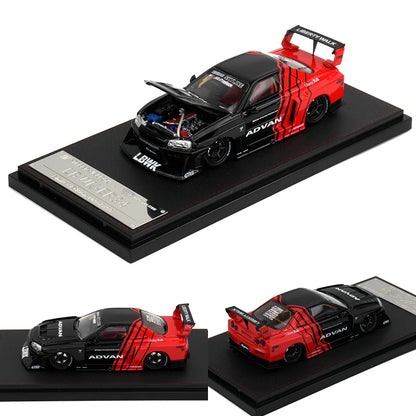 Sw 1 64 Lbwk GT-R Er34 Silhouette Camouflage Opened Hood 1:64 Diecast
