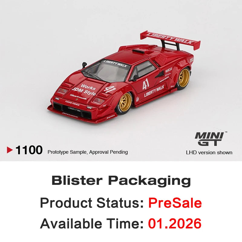 MINI GT Lamborghini Countach LB Works Red 1:64 Diecast