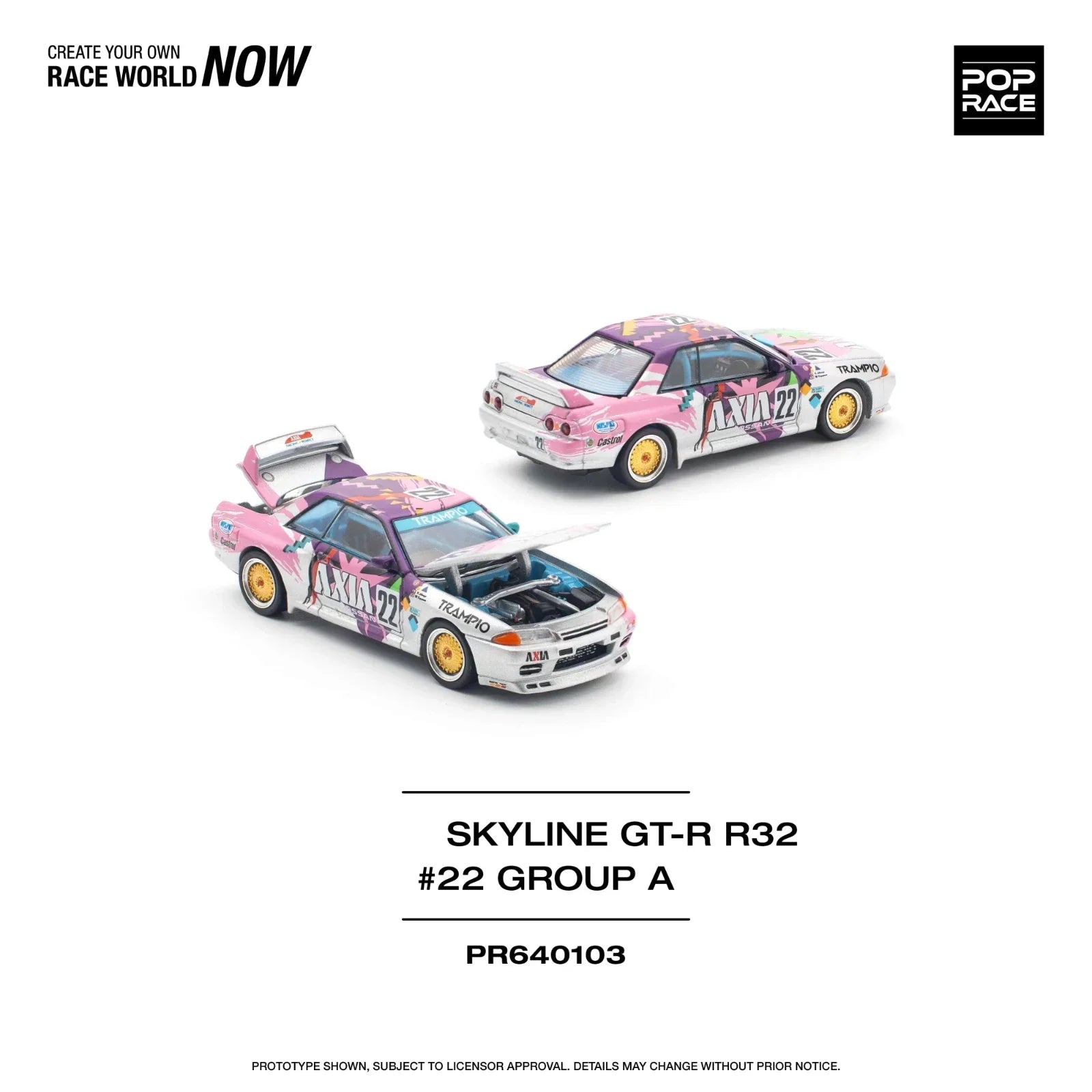 Nissan GT-R Stock POP Skyline R32 AXIA 1:64 Scale Diecast Model Car - Image 5