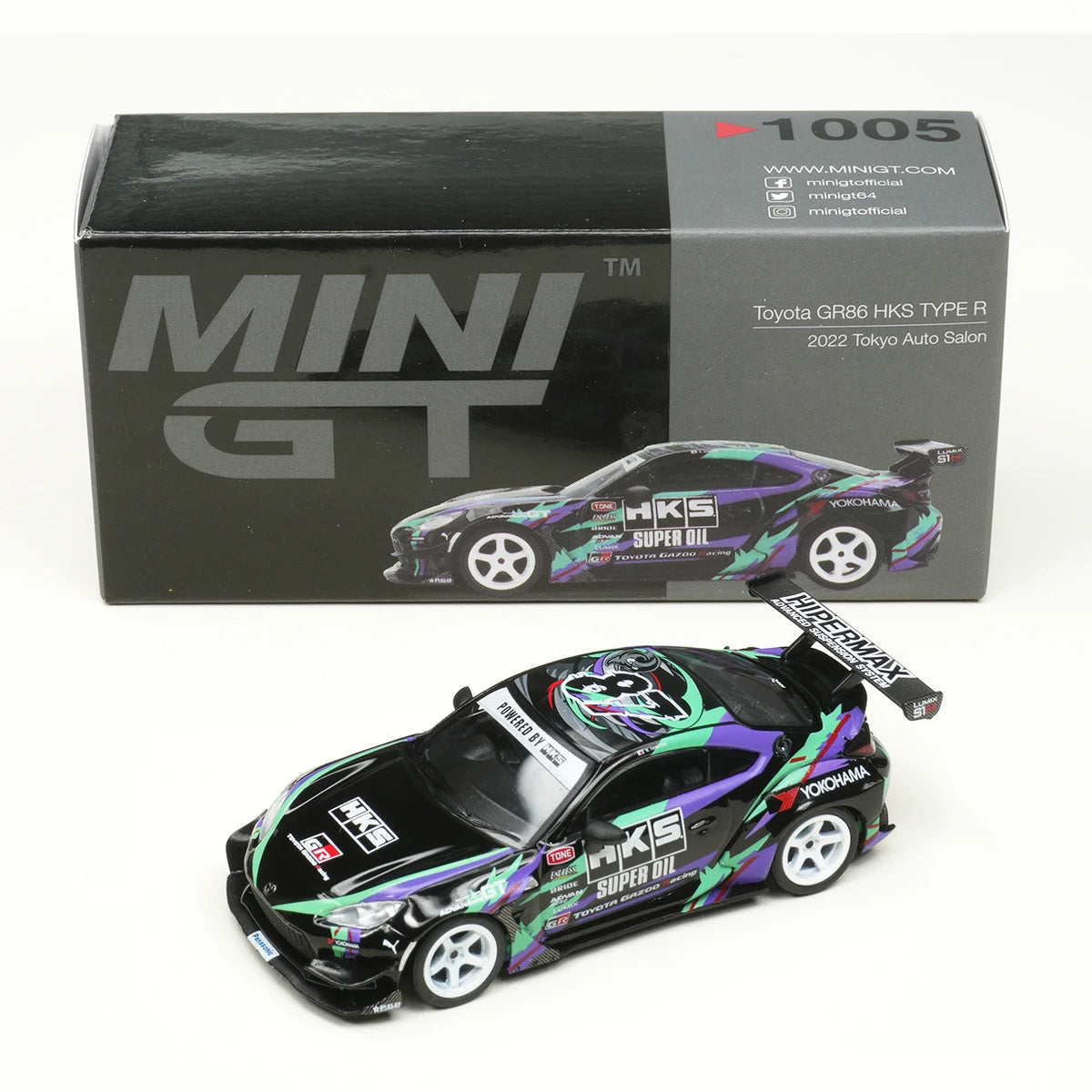 Toyota GR 86 HKS Type R 2022 Tokyo Auto Salon MINI GT 1:64 Scale Diecast Model Car