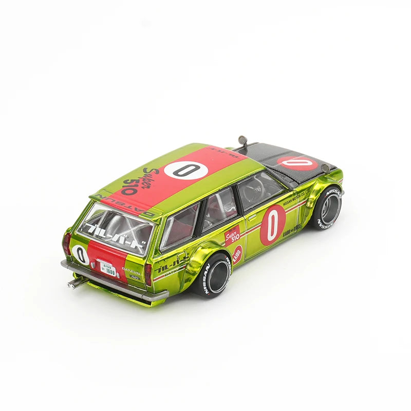 MINI GT Datsun 510 Wagon 0G FLO Yellow Kaido modelbil 1:64