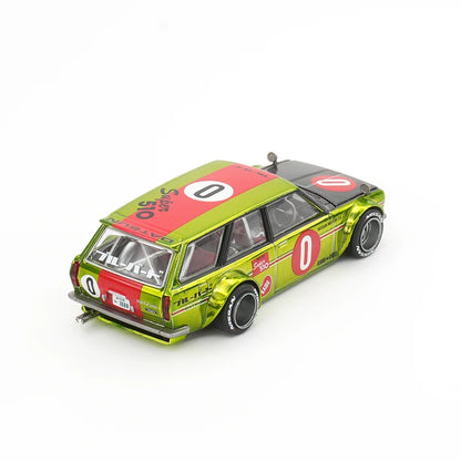 MINI GT Datsun 510 Wagon 0G FLO Yellow Kaido modelbil 1:64