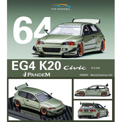 Honda Civic EG4 K20 Pandem Millennium Jade YM 1:64 Diecast