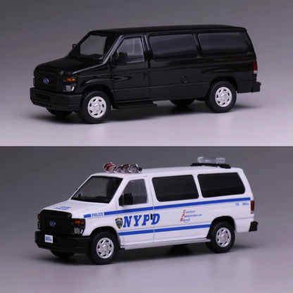 Premium 596 E350 Van NYPD 1:64 Scale Diecast Model Car - Side View