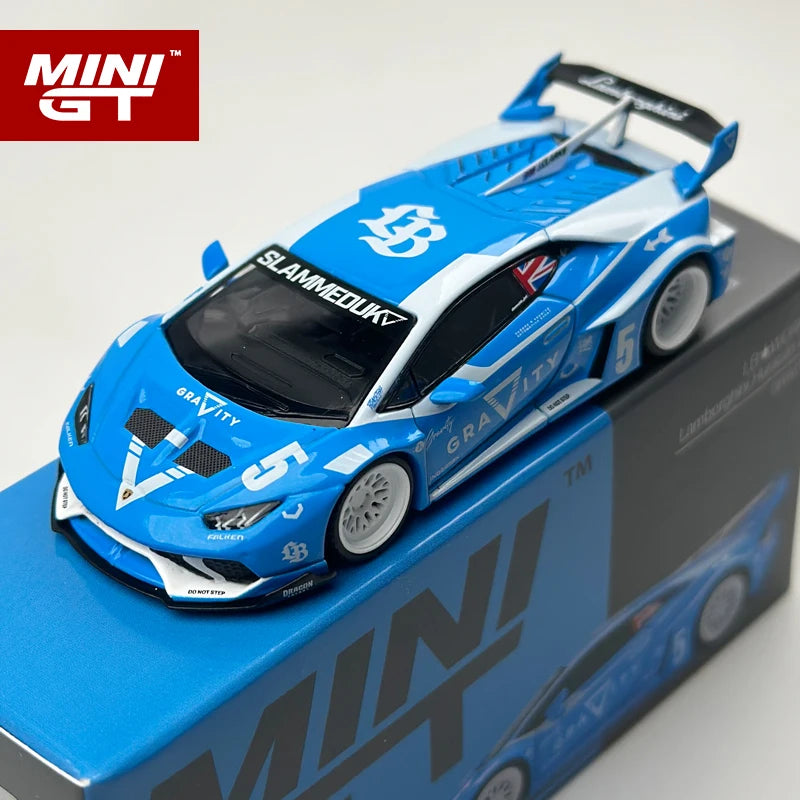 MINI GT 1 64 Lbwk Lamborghini Huracan Gt Gravity Blue and 1:64 Diecast