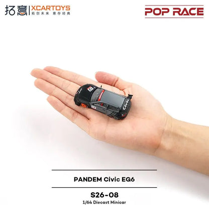 Pop Race1 64 Civic Eg6 Rocket Rabbit Black Grey Painting 1:64 Diecast