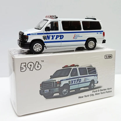 Premium 596 E350 Van NYPD 1:64 Scale Diecast Model Car - Image 12