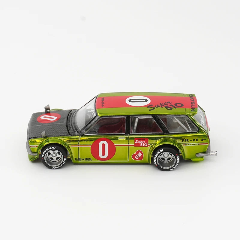 MINI GT Datsun 510 Wagon 0G FLO Yellow Kaido modelbil 1:64