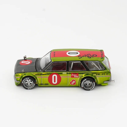 MINI GT Datsun 510 Wagon 0G FLO Yellow Kaido modelbil 1:64