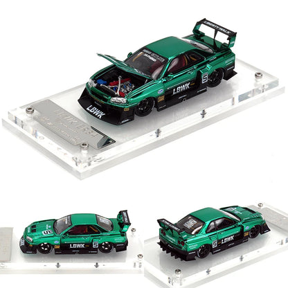Sw 1 64 Lbwk GT-R Er34 Silhouette Camouflage Opened Hood 1:64 Diecast