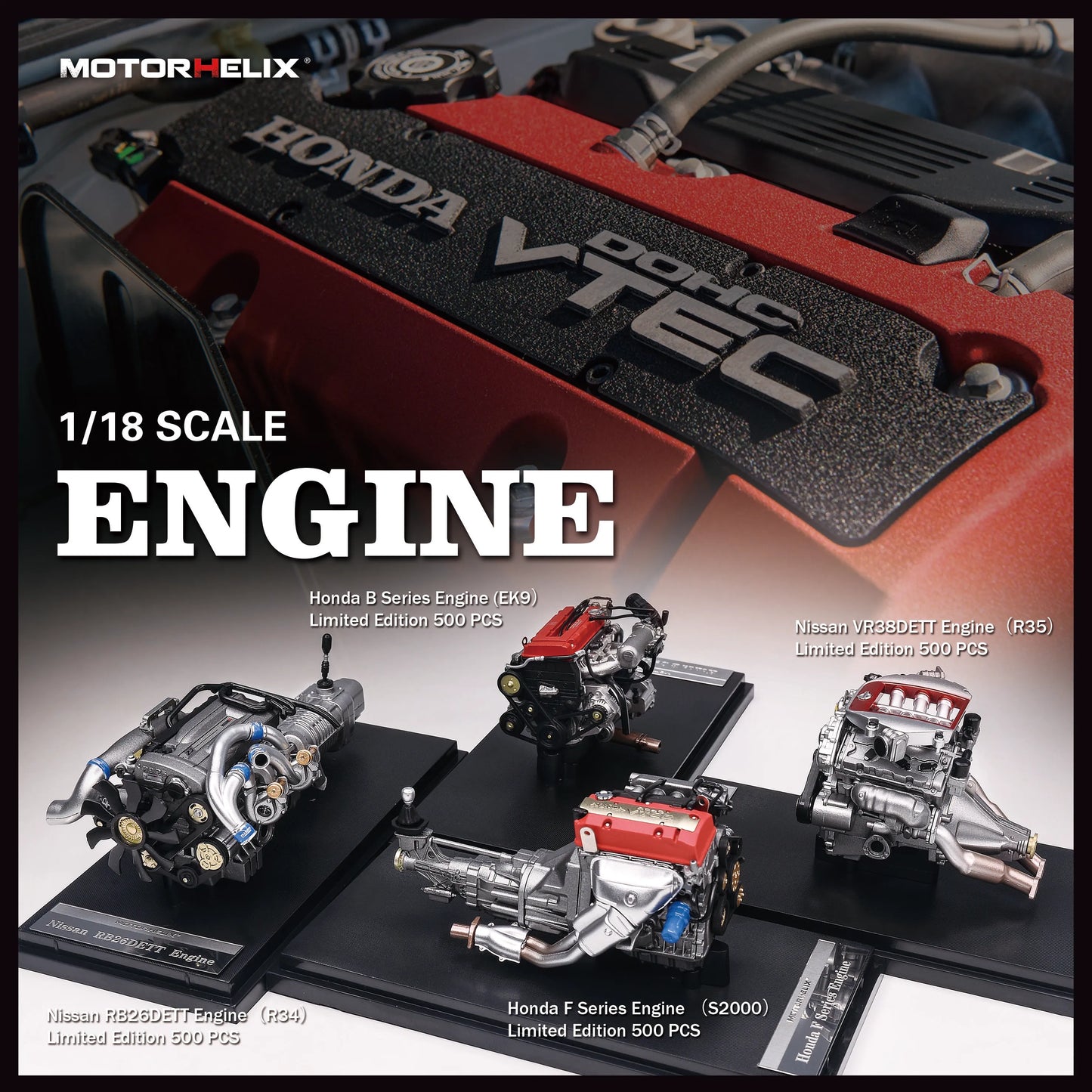 Mh Engine R34 R35 Ek9 S2000 Fd2 Fl5 AE86 W221 1:18 Diecast