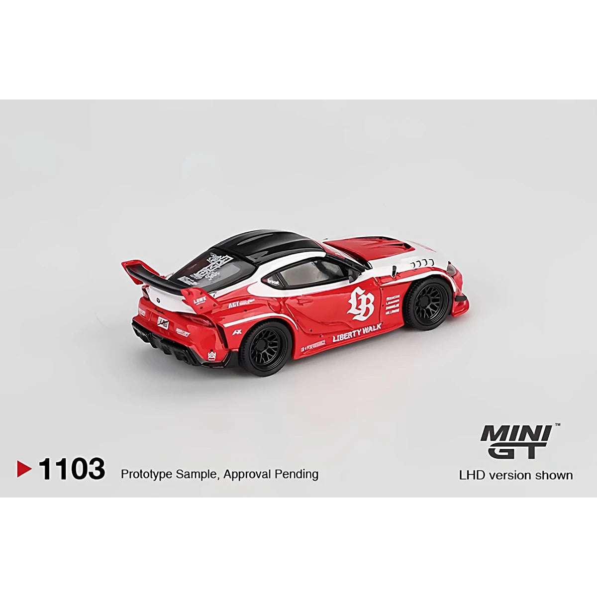 Toyota GR Supra LBWK Red White MINI GT 1:64 Scale Diecast Model Car