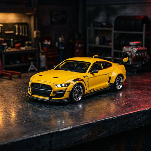 Ford Mustang LBWK Triple Yellow - Premium 1:64 Scale Diecast Model Car