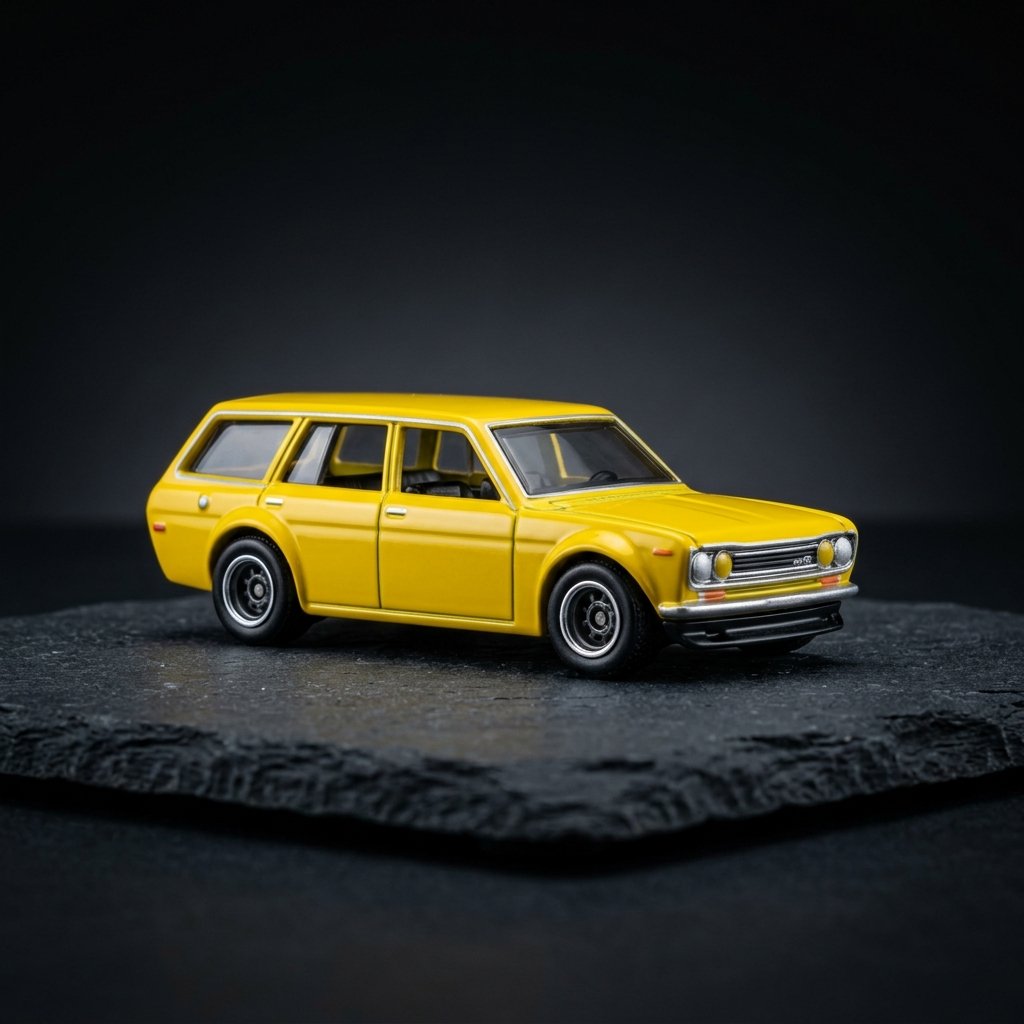 Datsun 510 Wagon 0G FLO Yellow - Premium 1:64 Scale Diecast Model Car