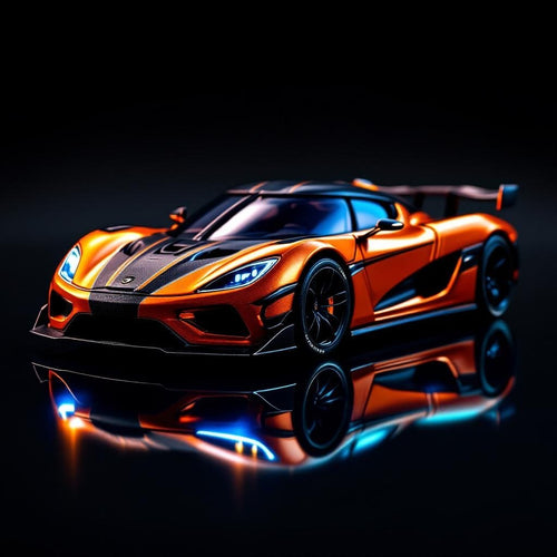 Koenigsegg Regera Orange Metallic Black Stripes - Premium 1:64 Scale Diecast Model Car