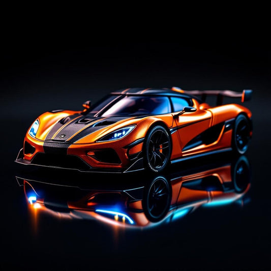 Koenigsegg Regera Orange Metallic Black Stripes - Premium 1:64 Scale Diecast Model Car