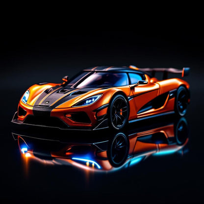 Koenigsegg Regera Orange Metallic Black Stripes - Premium 1:64 Scale Diecast Model Car