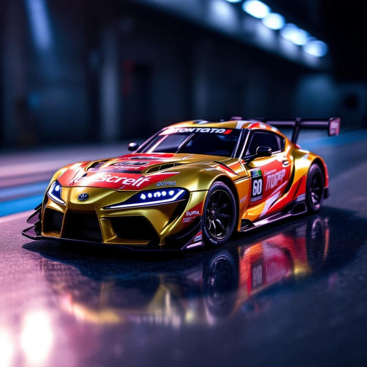 Toyota Supra A80 Top Secret GT300 Chrome Gold Pop Race - Premium 1:64 Scale Diecast Model Car