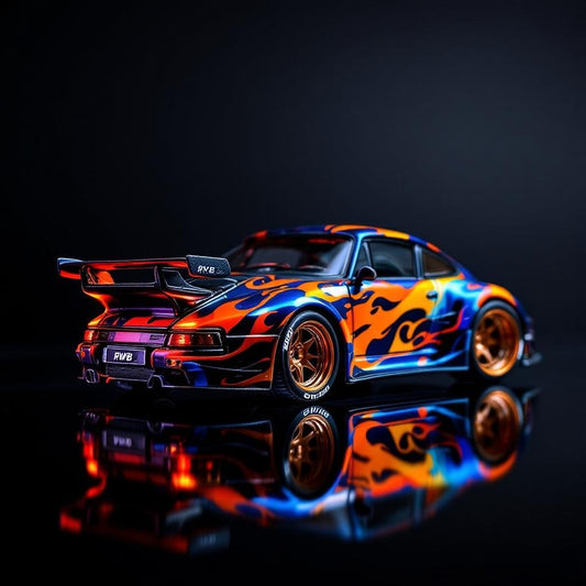 Porsche RWB 993 Dinosaur Painting New Flame - Premium 1:64 Scale Diecast Model Car