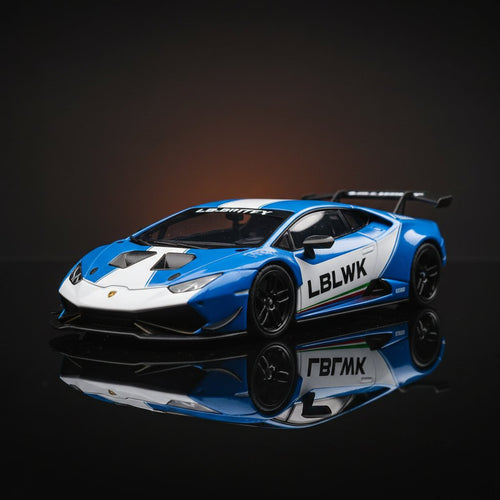 MINIGT 1:64 LBWK Lamborghini Huracan GT GRAVITY Blue and White alloy Car Model 1055 - Premium 1:64 Scale Diecast Model Car