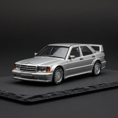 Tarmac Works 1:64 TW 190E 2.5-16 Evolution II Silver alloy car model - Premium 1:64 Scale Diecast Model Car