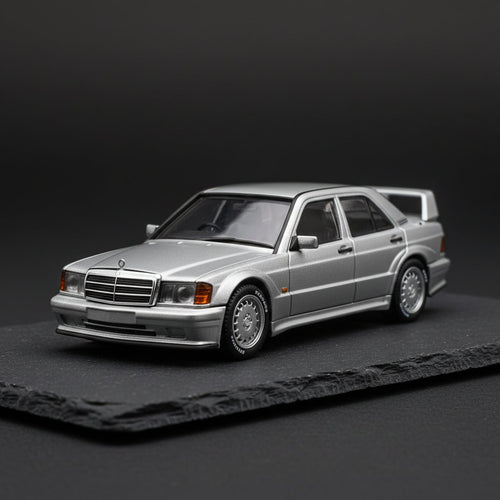 Tarmac Works 1:64 TW 190E 2.5-16 Evolution II Silver alloy car model - Premium 1:64 Scale Diecast Model Car