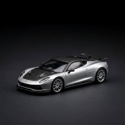 HKM 1:64 Imola silver full carbon alloy car model decoration - Premium 1:64 Scale Diecast Model Car