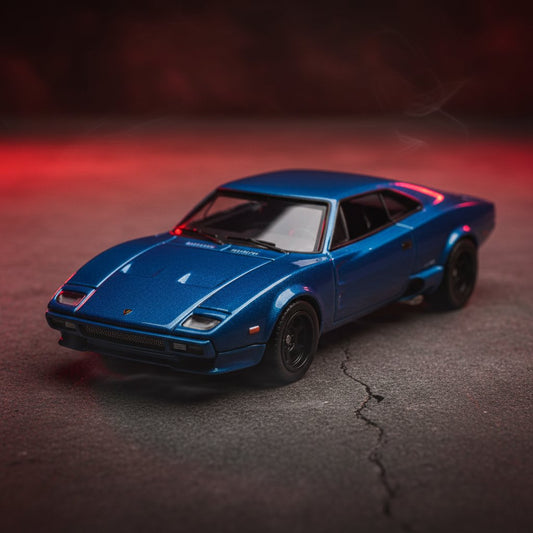 Time Micro x PSC DESIGN 1:64 Countach“V”/ Charger "Brawler" Daytona Blue #88 Diecast Model Car - Premium 1:64 Scale Diecast Model Car