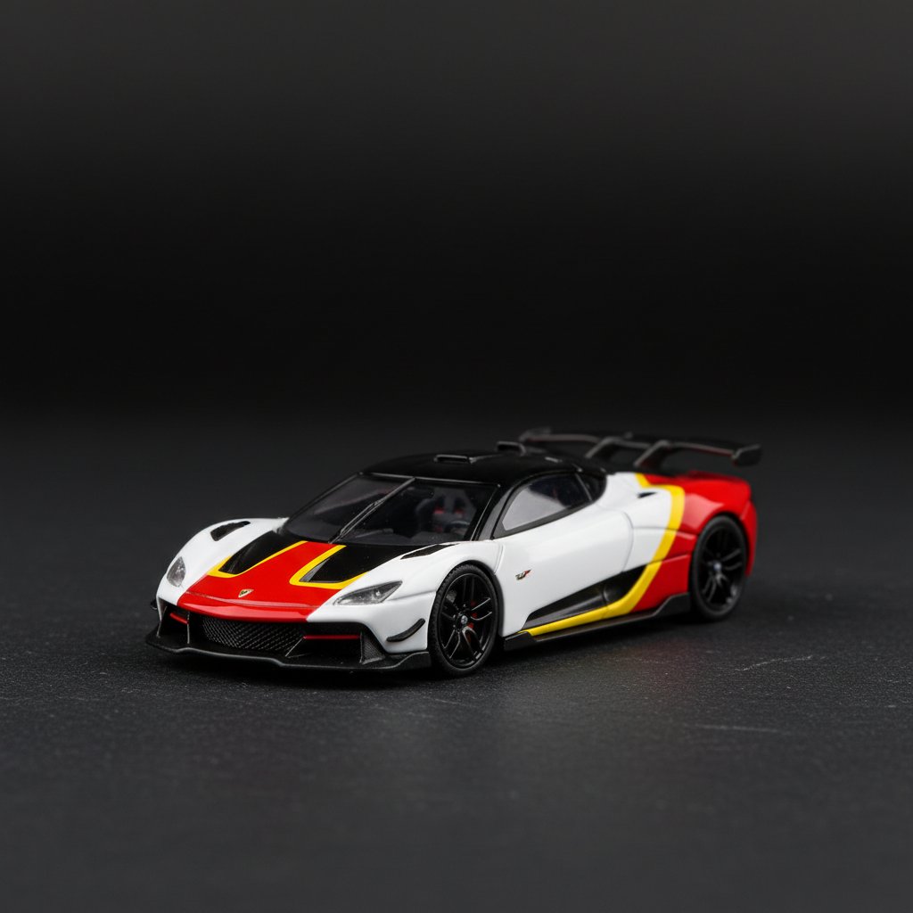 Diecast Car Model LCD Utopia (White Black/Red/Yellow) 1:64 - Premium 1:64 Scale Diecast Model Car