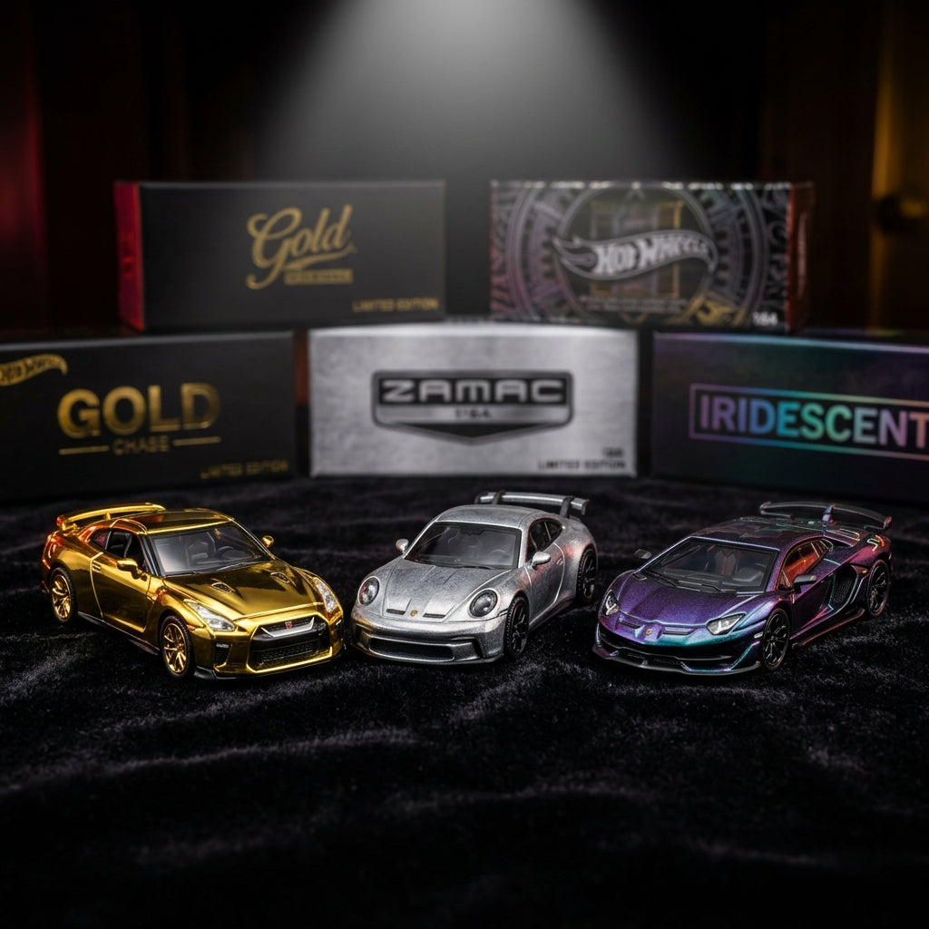 Limited Edition and Chase Diecast Cars - Gold Chrome, Zamac and Iridescent Finishes