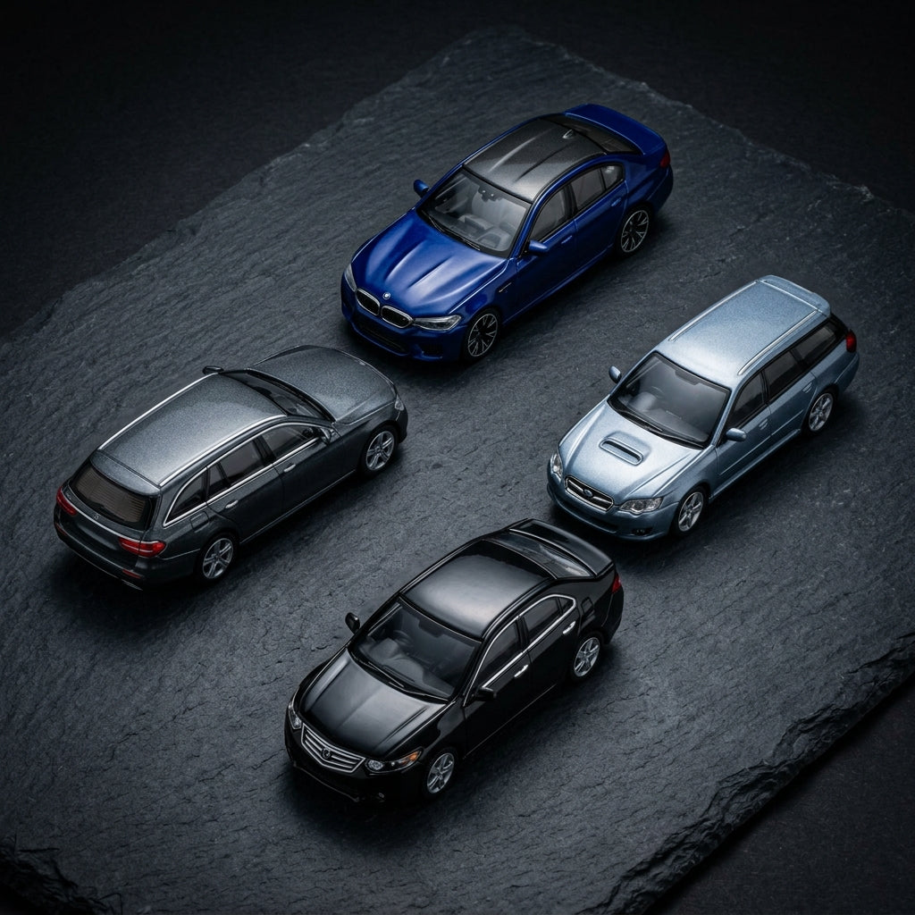 Sedan and Wagon Diecast Models - BMW M5, Mercedes E-Class and JDM Four-Doors