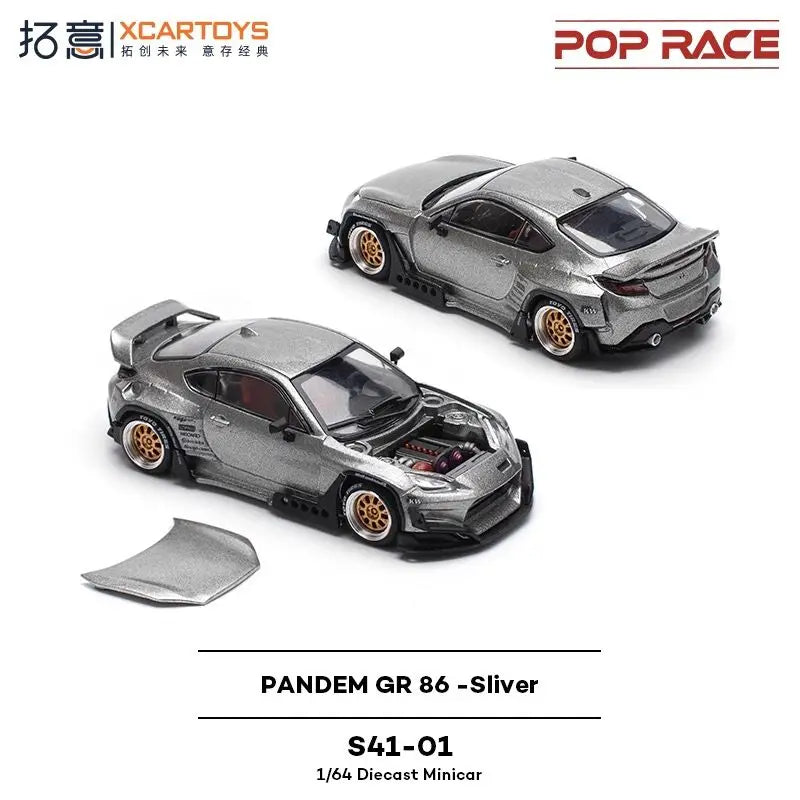 Pop Race 1 64 Toyota Pandem GR 86 Silver S41 1:64 Diecast