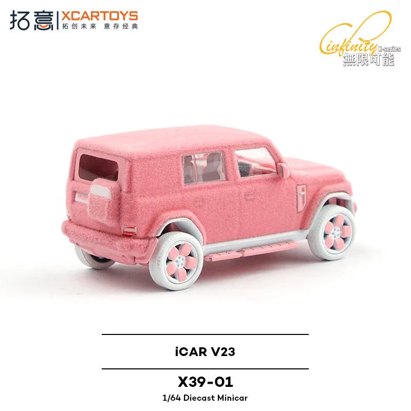 XCARTOYS Icar V23 Pink Flocking Style 1 64 Metal Plastic 1:64 Diecast