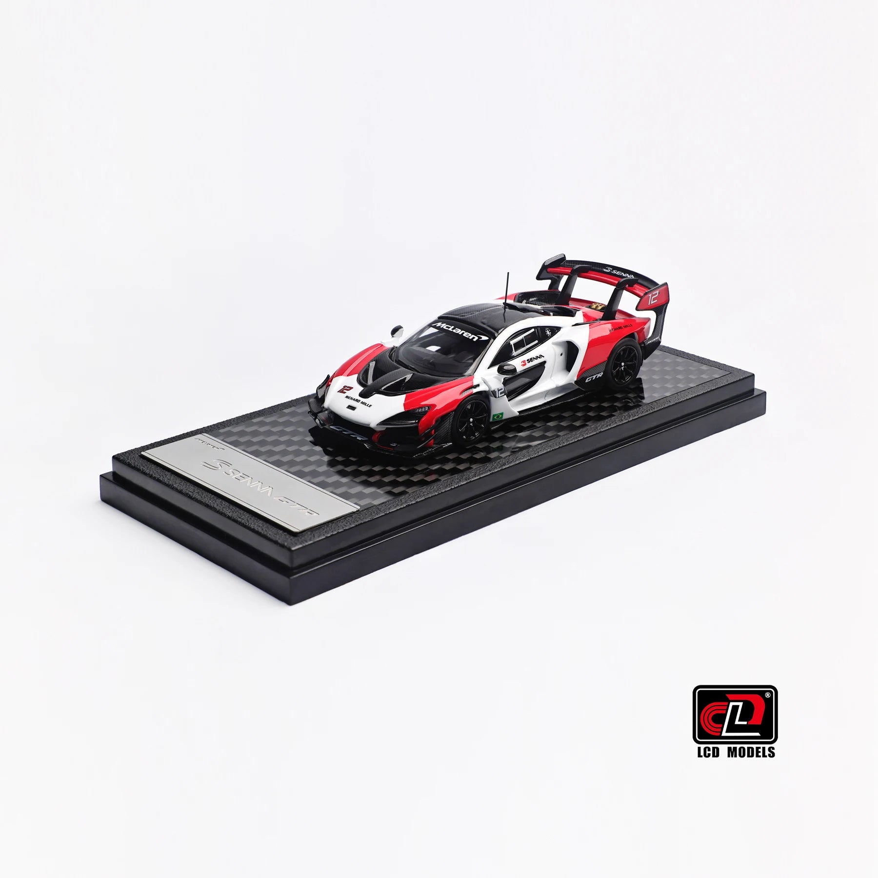 McLaren Senna GT-R White Red LCD 1:64 Diecast