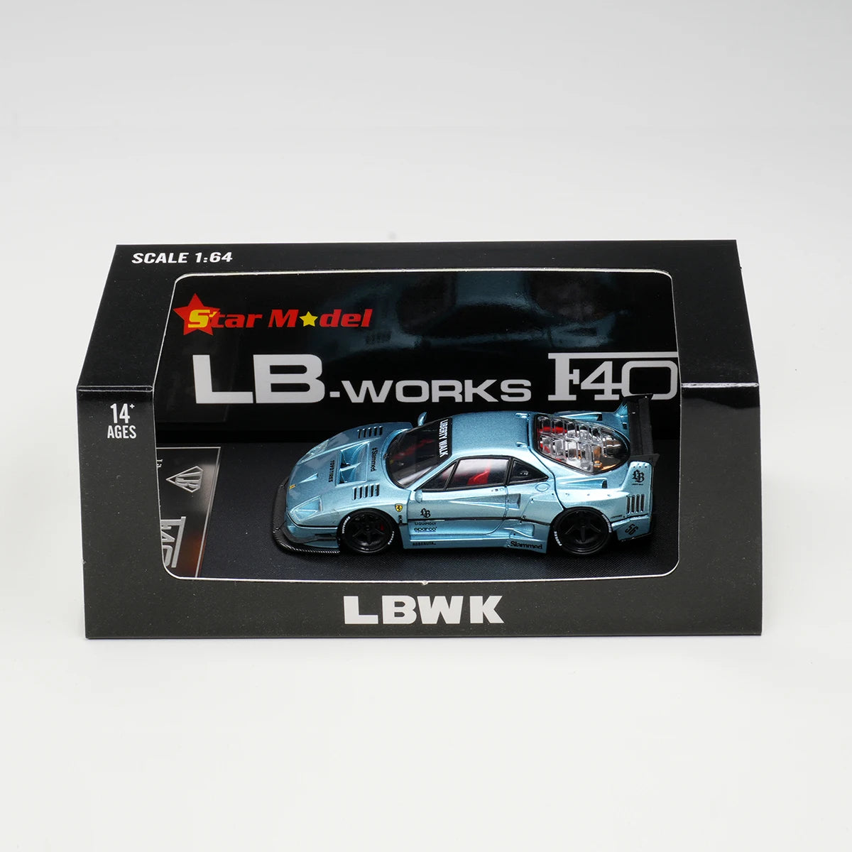 Ferrari F40 LBWK Ice Blue Magic Purple Star 1:64 Diecast