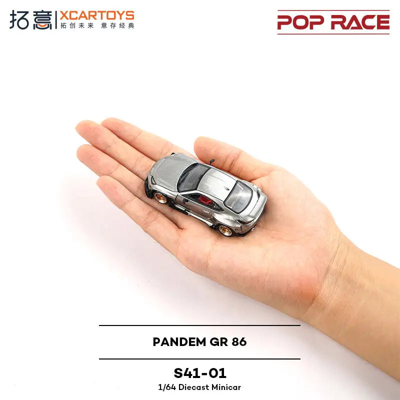 Pop Race 1 64 Toyota Pandem GR 86 Silver S41 1:64 Diecast