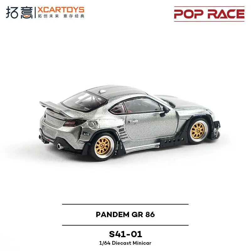 Pop Race 1 64 Toyota Pandem GR 86 Silver S41 1:64 Diecast
